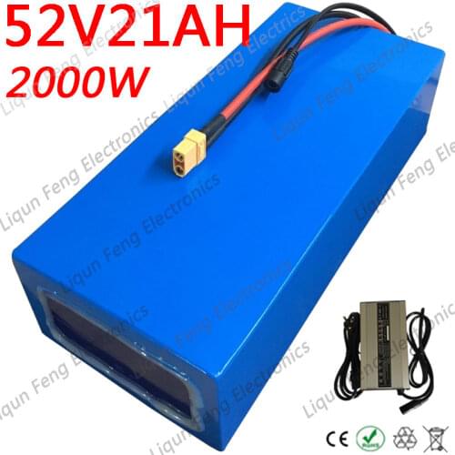 52V Electric Bike Battery 52V 8AH 10AH 12AH 13AH 15AH 16AH 18AH 20AH Lithium Battery Pack For 48V 500W 1000W 1500W 2000W Motor