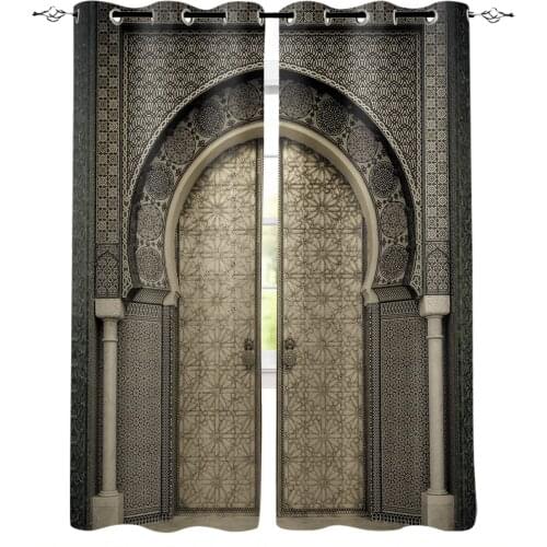 Moroccan Vintage Door Window Curtain Living Room Kitchen Curtain Panel Blackout Curtains for Bedroom