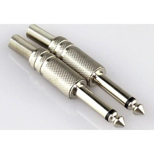 10pcs Metal 6.5mm plug (large two core) 6.35 stereo amplifier microphone guitar audio and video welding line plug