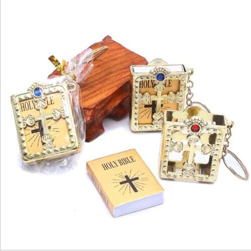 Mini Keychain Religion English Version Holy Bible Key Chain Book Christian Jesus Key Ring Keyring Gift Prayer God Bless