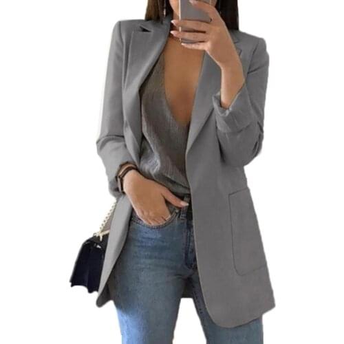 Fashion Women Office Suit Solid Color No Button Lapel Slim Fit Blazer Coat new