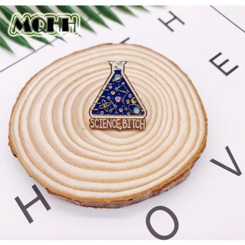 Cartoon Chemical Experiment"SCIENCE BITCH"Experimental Cup Enamel Brooch Laboratory Badge Pins Jewelry Fashion Accessories Gift