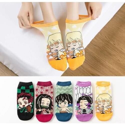 Demon Slayer Kimetsu No Yaiba Sock Short Socks Cosplay Prop Kamado Nezuko Cartoons Anime Kamado Tanjirou Cotton Socks Halloween