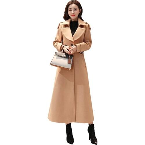 Single-breasted Wool coat women 2020 New winter Korean waist was thin woolen coats ladies long woolen thick long coat Female