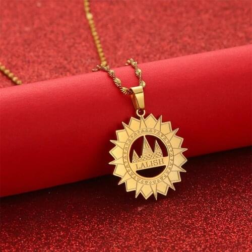 Stainless Steel Lalish Pendant Chain Necklace Yezidi Faith Pilgrimage Jewelry