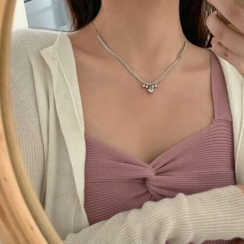 Simple Cute Small Heart Pendant Necklace Female Silver Color 2020 Fashion Jewelry Necklaces for Women Clavicle Chain New