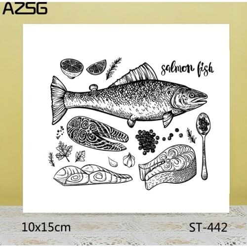AZSG Realistic Fish Sashimi Clear Stamps For DIY Scrapbooking/Card Making/Album Decorative Silicone Stamp Crafts