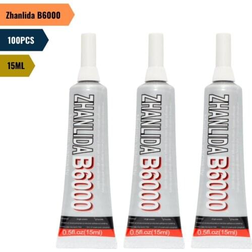 100PCS Zhanlida B6000 15ML Clear Contact Phone Repair Adhesive Multipurpose DIY Glue With Precision Applicator Tip