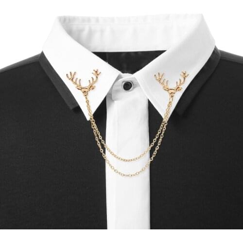 2019 Alloy suit shirt small deer head tassel collar needle high-end Christmas animal men and women clothing accessories