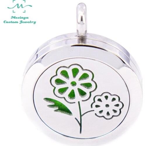 With shiny Chain!10pcs mesinya 1'' The Scent of the Flower Aromatherapy /Essential Oils Stainless Steel Diffuser Locket Necklace