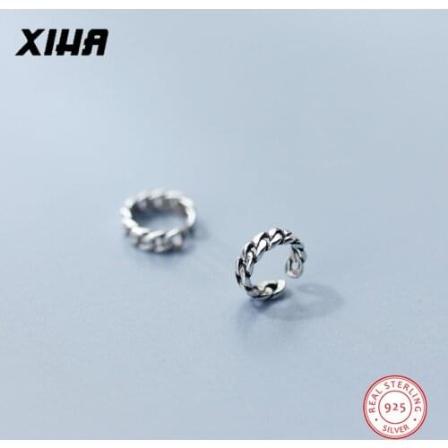 XIHA 925 Sterling Silver Ear Cuffs for Women Chain Small Clip on Earrings no Pierced Ear Kids Girls DIY Fake Piercing Earcuff