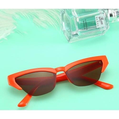 PAMASEN Fashion Retro Sunglasses Cat Eye Shades Sun Glasses For Women PC Half Light Frame 6 Colors 2019 New