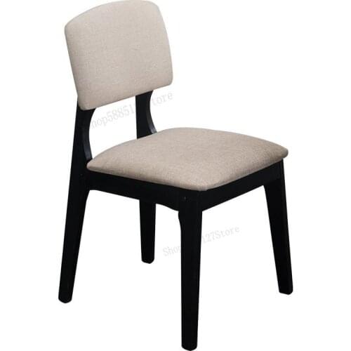 Solid Wood Modern Minimalist Solid Color Dining Chair Backrest Home Dining Room Desk Chair Tea Shop Stool Leisure Chair