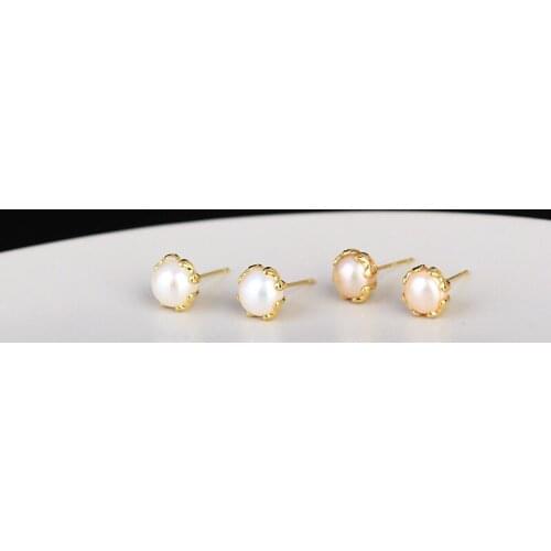 Temperament Stud Earring Retro Natural Freshwater Pearl Stud Earrings Fashion Jewelry Accessories for Women Gifts Daily Shopping