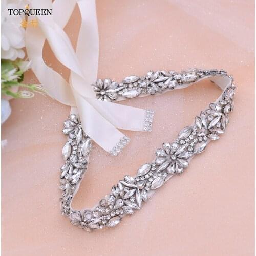TOPQUEEN S459 Bling Belts for Women Dress Bridal Belts for Wedding Beaded Sash Bride Accessories Womens Bridal Belts with Red