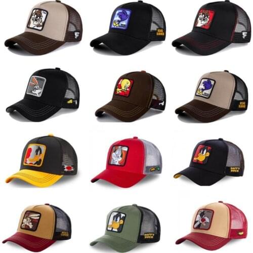 Embroidery Anime Cartoon Mickey DONALD Duck Snapback Cotton Baseball Cap Men Women Hip Hop Dad Mesh Hat Trucker Hat