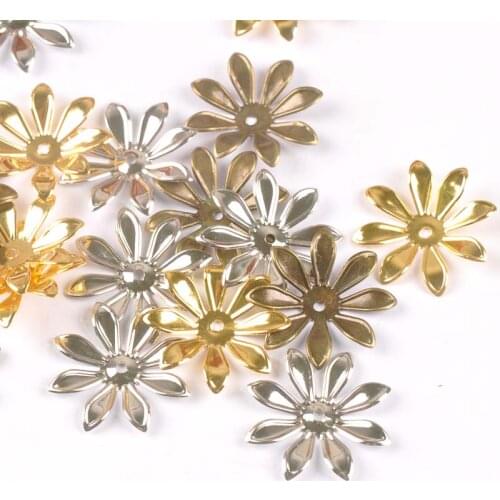 20pcs Gold/Silver/Bronze Flower Connectors Filigree Wraps For DIY Findings Scrapbook Home Decor Metal Crafts 26mm Yk0771