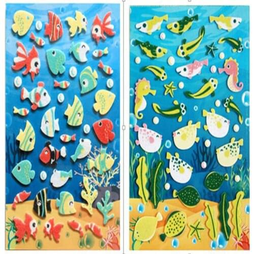 ZY DIY Cute 2 Colors Cartoon Tropical Fish Sticker DIY Nonwoven Felt Fabric For Kids
