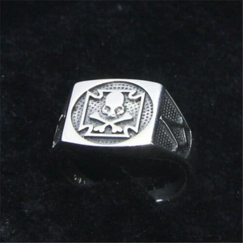 100% Real 925 Stering Silver Skull Cross Ring Top Quality Fashion Ladies Mini Skull Cross Bones Biker Ring