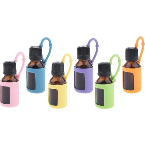 15ml Essential Oil Storage Bottle Container with Silicone Cover Case for Cosmetic Liquid Aromatherapy Bottles Home Travel Car