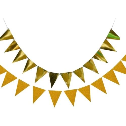 18Flag Gold Silver Black Paper Board Garland christmas Banner Baby Shower Birthday Wedding Event Party Decoration Room Bunting