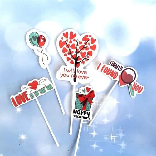 2020 Love Heart Valentines Day Acrylic Cake Topper Red Wedding Cake Topper for Valentines Day Wedding Party Cake Decorations