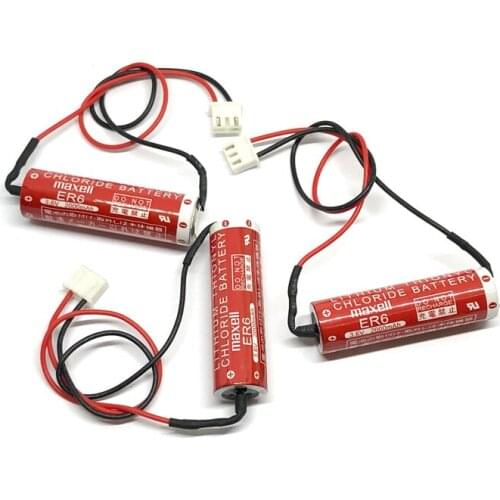 3pcs/lot New Original Maxell ER6 3.6V 2000mah Lithium Thionyl Chloride Battery PLC Batteries with White Plug Made in Japan