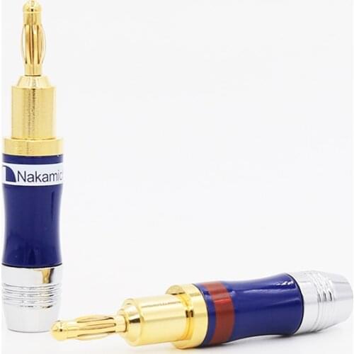 4pcs Hi-end Nakamichi 24K Gold Platedplug Screws Locking Banana plugs hifi Audio Speaker Cable Connector