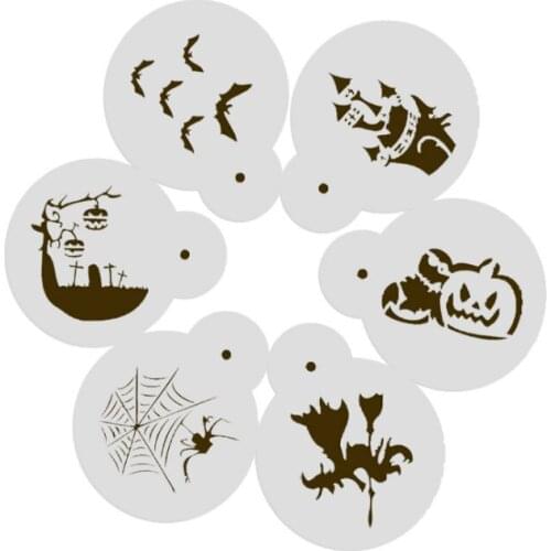 6pcs Halloween coffee pvc Layering Stencils for DIY Scrapbooking/photo album Decorative Embossing DIY Paper Cards Crafts