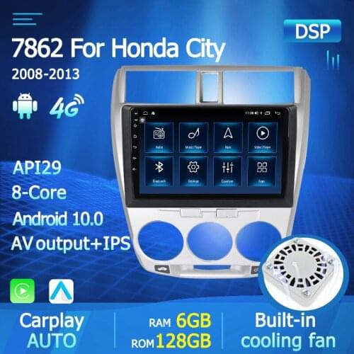 Yelloberry 4G LTE Android 10 Car Audio Multimedia Player for Honda City 2008 2009 2010 2011 2012 2013 2014 Stereo Navigation