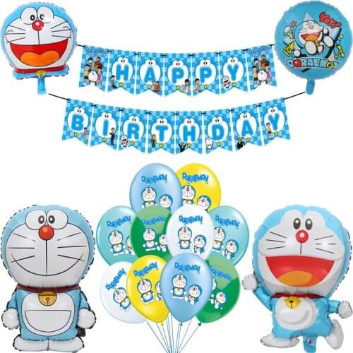 New Doraemon Foil Balloons Cartoon Blue Jingle Cat Latex Ballons Happy Birthday Banner Party Decor Supplies Kid Toys Boys Globos