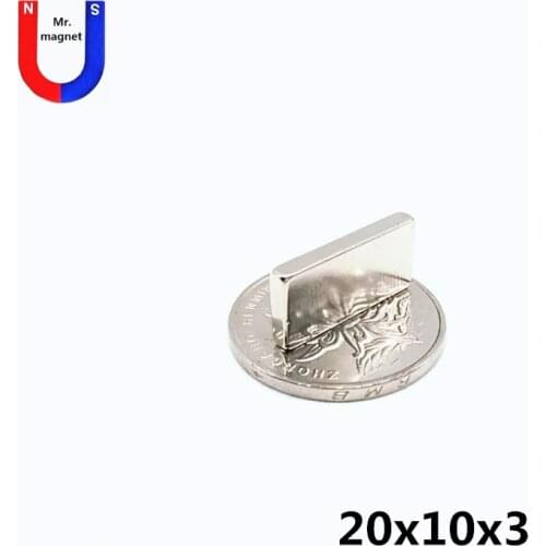 30/100/500pcs 20x10x3 magnet NdFeB large square 20mm x 10mm x 3mm super strong neodymium magnet 20*10*3 rare earth material cube