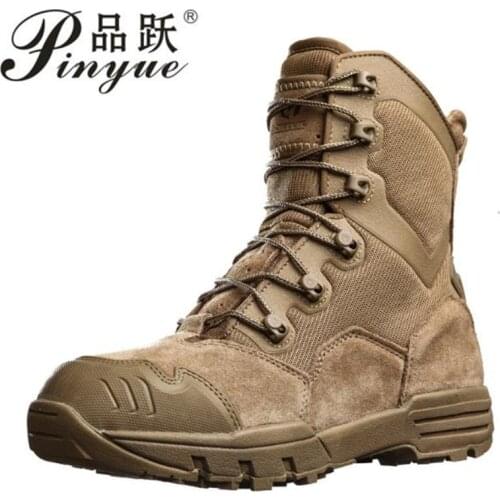 Tactical Army Boots For Men Leather Lace Up Front Military Combat Boots Mens High Top Work Safety Shoes Ankle Boots Men