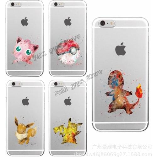 Pokemon Tpu Print Cases for Iphone 12 12Pro X XS 7 8 6 6S Cute Simple Creativity Case Pikachu Pokeball Mobile Phone Accessories