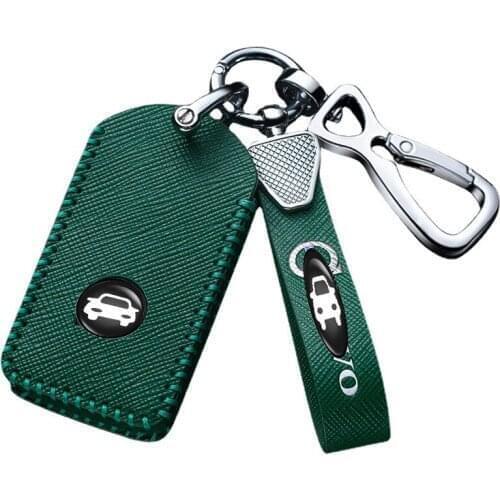 For Volvo V60 Cross Country 2013-2018 V90 2017 2018-2020 Genuine Leather Key Case Bag Shell Cover Cap Protector Car Accessories