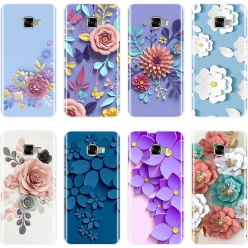 Phone Case For Samsung Galaxy C5 C7 C8 Rose Flower Purple Floral Leaf Silicone Soft Back Cover For Samsung Galaxy C5 C7 C9 Pro