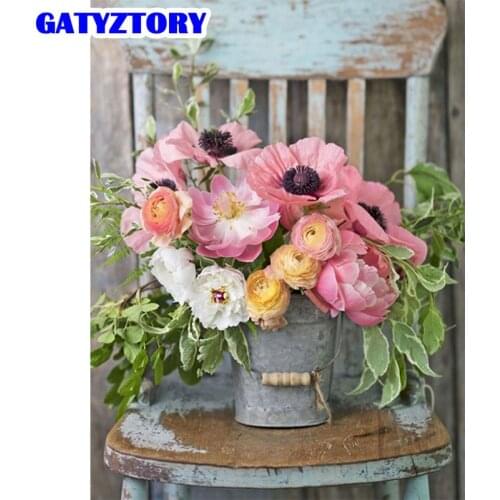 GATYZTORY Diamond Painting Full Square/Round Drill 5D DIY Mosaic Diamond Embroidery Cross Stitch Rhinestone The Flowers On The C