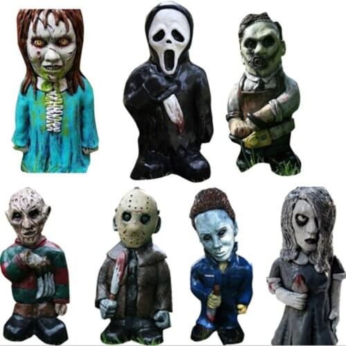 Halloween Horror Movie Garden Gnomes Undead Halloween Sculpture Car Outdoor Patio Garden Yard Lawn Decoration Resin Ornaments
