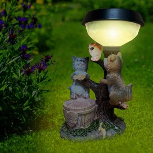 Hot Animal Dog Cat Ornament Novelty Solar Garden Light Outdoor Waterproof Solar Lamps Garden Decor Sculpture LED Lights