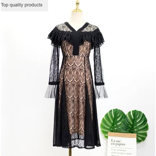 IU 장만월Korean Lace Dress Women 2020 Long Sleeve Sex V-neck Dresses Lady Elegant Black Long Party Dress Vintage Vestidos L485