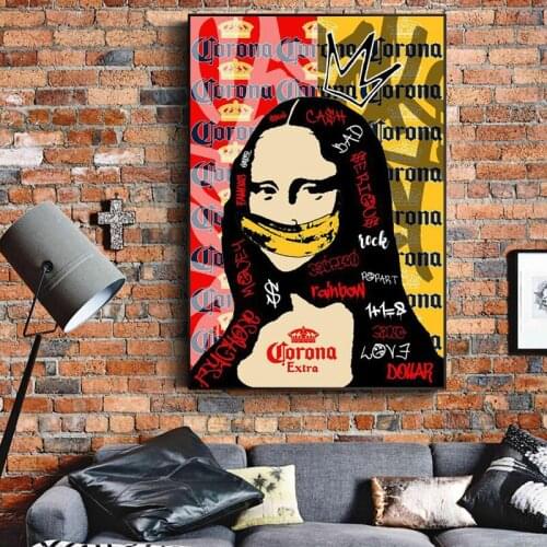 Mona Lisa Creative Graffiti Art Paintings on the Wall Art Posters and Prints Street Art Canvas Pictures Home Wall Decor Cuadros