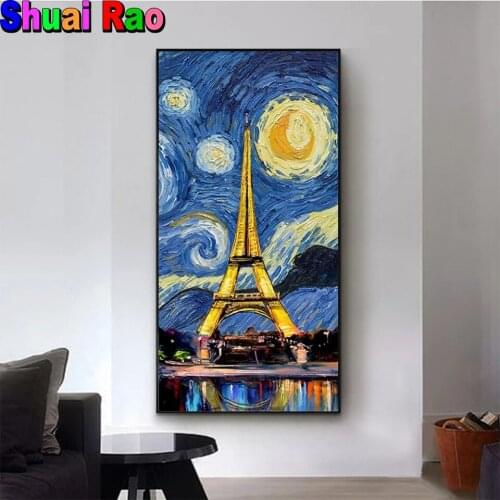 Van Gogh Starry Night tower 5D DIY,Diamond Painting Full drill diamond Embroidery kits needlework gift Handcraft Art home decor