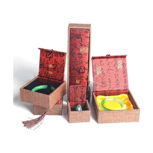 Tassel Craft Chinese Linen Box Packaging Pendant Gift Box Pearl Necklace Jewelry Box Bracelet Bangle Storage Case
