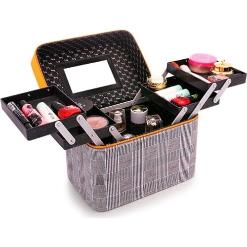 Zq Cosmetic Bag Womens Large-Capacity Portable Multi-Layer Functional Simple Box Portable Storage Box