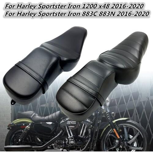 Motorcycle Leather Two Up Driver Front Rear Passenger Seat For Harley Sportster XL iron 883 1200 48 Forty-eight 2016-2020