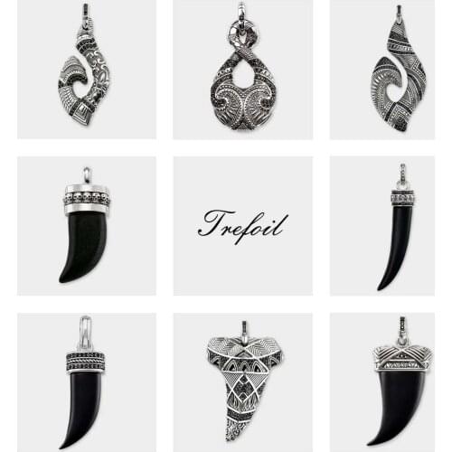 Pendant Maori Hook Skull Tooth Eternity,New Ethnic Fashion Jewelry Trendy 925 Sterling Silver Gift For Men Women Fit Necklace