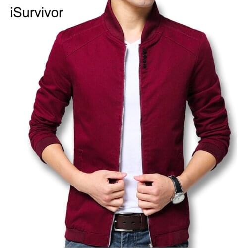 ISurvivor 2021 Men Spring Autumn Cotton Zipper Jackets Coats Jaqueta Masculina Male Casual Fashion Slim Fit Large Size Jackets