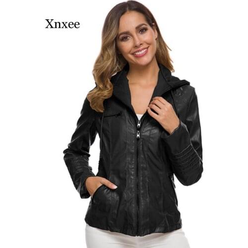 Gothic Faux Leather Jacket Women Hoodies Winter Autumn Motorcycle Jacket Black Outerwear Faux Leather Pu Jacket 2020 Coat Hot