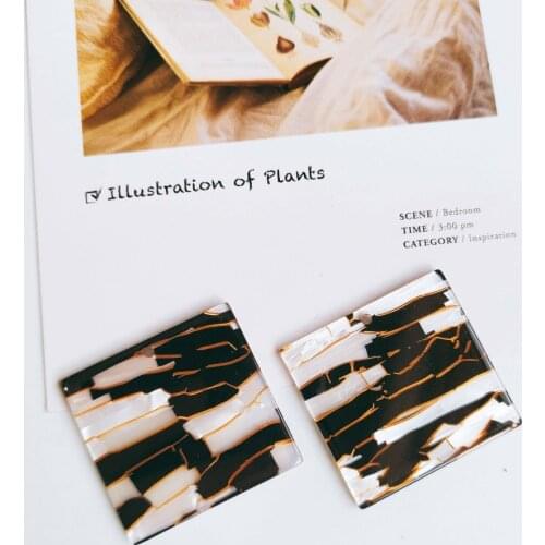 Square Resin Plastic Green Pendant Eardrop Diy Material Necklace Earring Accessories Charms Jewelry Component 6pcs