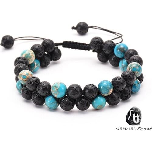 Lava Rosary Women Mens Energy Hand Made Rope Bangles 6mm 8mm Lave Stone Bead Natural Stone Yoga Bracelet For Couples